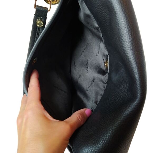 Calvin Klein Black and Gold Chain Saddle Tassel Handbag - Picture 9 of 14